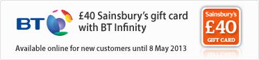 bt infinity £50 sainsburys gift card