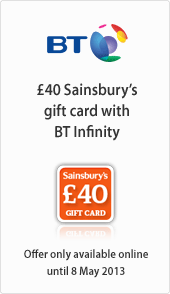 bt infinity £50 sainsburys gift card