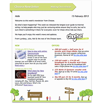 Choose newsletter